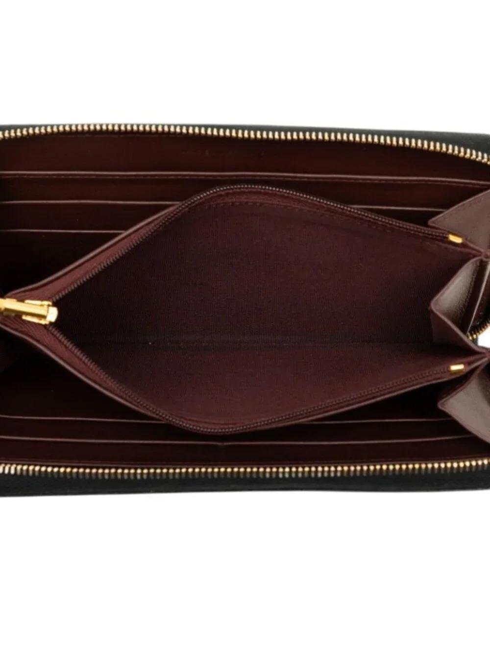 Chanel Quilted CC Logo Zip Around Wallet Black Bordeaux Caviar Leather